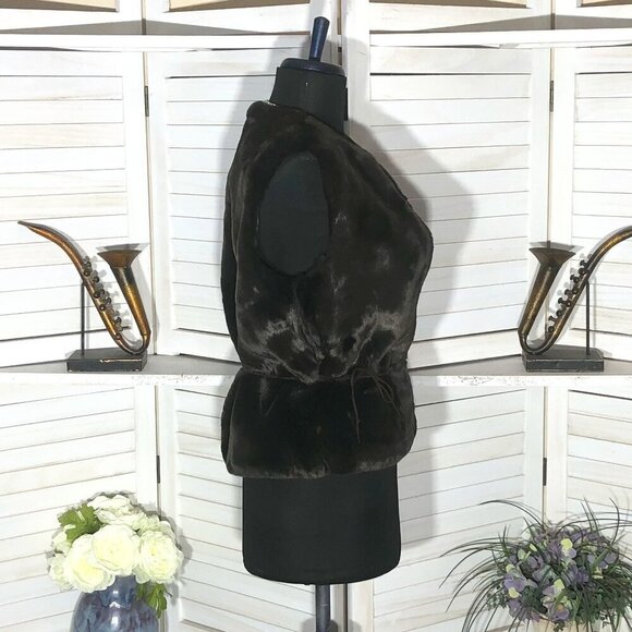 Vintage 90s Y2K Faux Fur Vest Brown Charlotte Russe Small - Picture 3 of 9